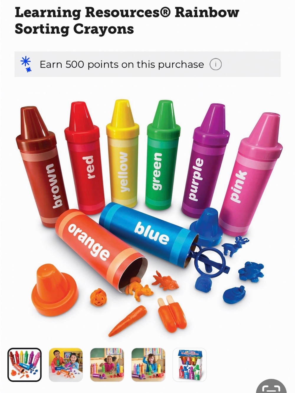 Learning Resources Rainbow Sorting Crayons – Multicolor Educational Set
